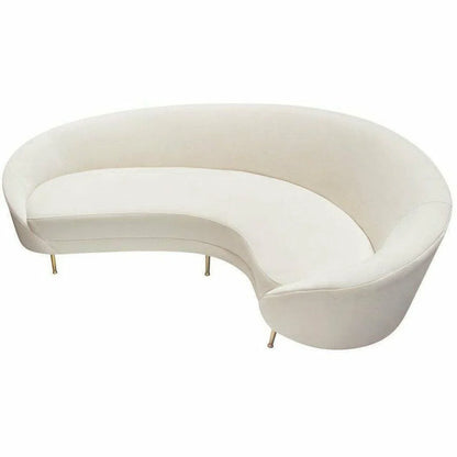 Curved Sofa with Contoured Back in Light Cream Velvet Sofas & Loveseats Sideboards and Things  By Diamond Sofa