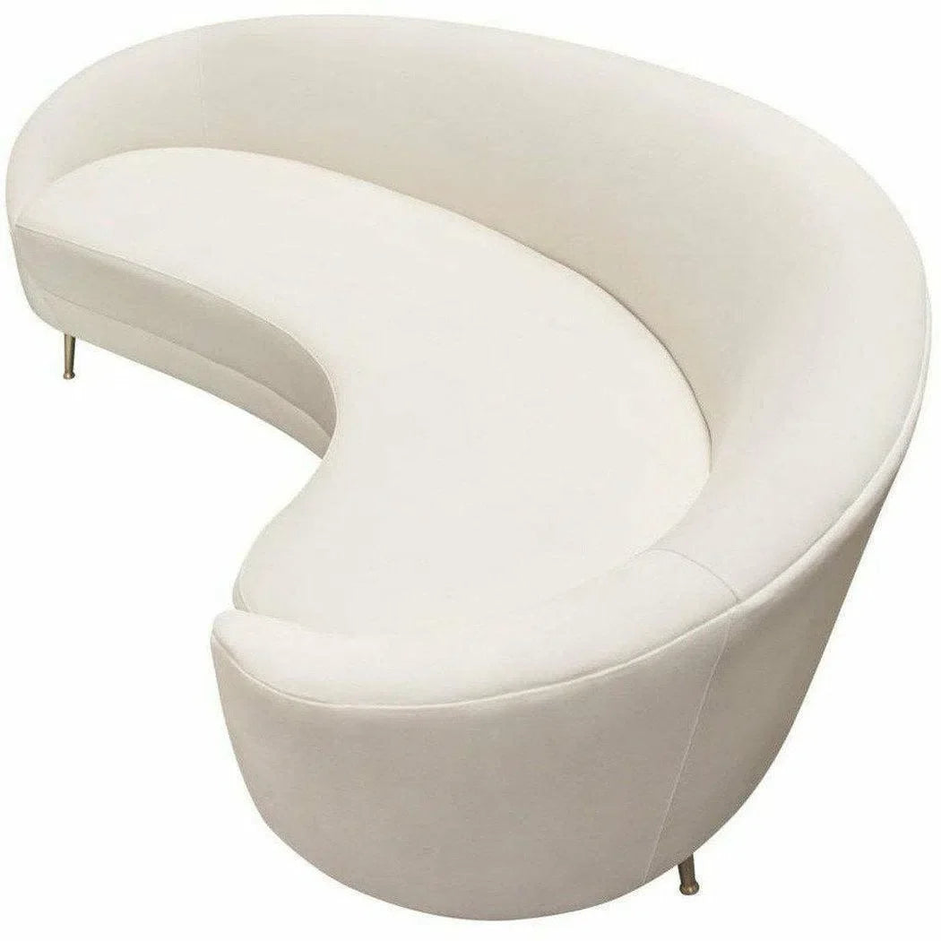 Curved Sofa with Contoured Back in Light Cream Velvet Sofas & Loveseats Sideboards and Things  By Diamond Sofa