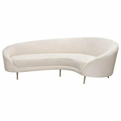 Curved Sofa with Contoured Back in Light Cream Velvet Sofas & Loveseats Sideboards and Things  By Diamond Sofa