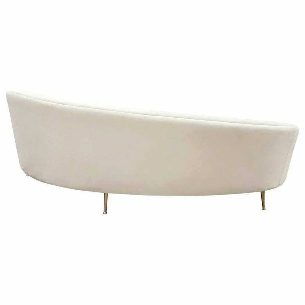 Curved Sofa with Contoured Back in Light Cream Velvet Sofas & Loveseats Sideboards and Things  By Diamond Sofa