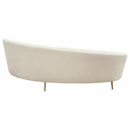 Curved Sofa with Contoured Back in Light Cream Velvet Sofas & Loveseats Sideboards and Things  By Diamond Sofa