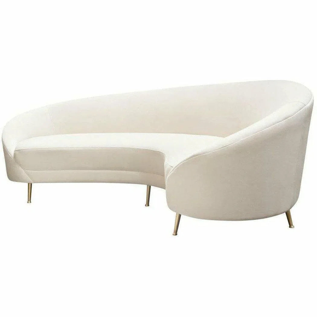 Curved Sofa with Contoured Back in Light Cream Velvet Sofas & Loveseats Sideboards and Things  By Diamond Sofa