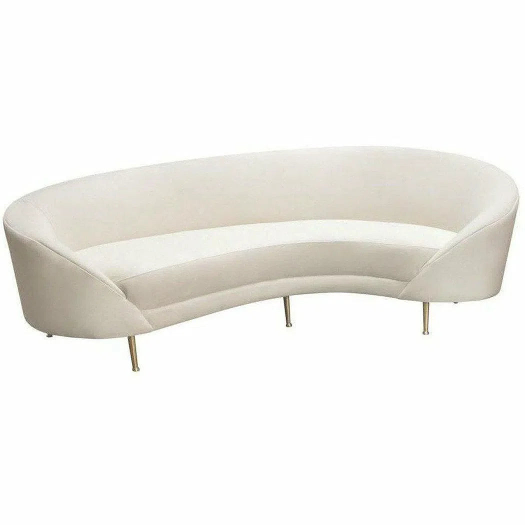 Curved Sofa with Contoured Back in Light Cream Velvet Sofas & Loveseats Sideboards and Things  By Diamond Sofa