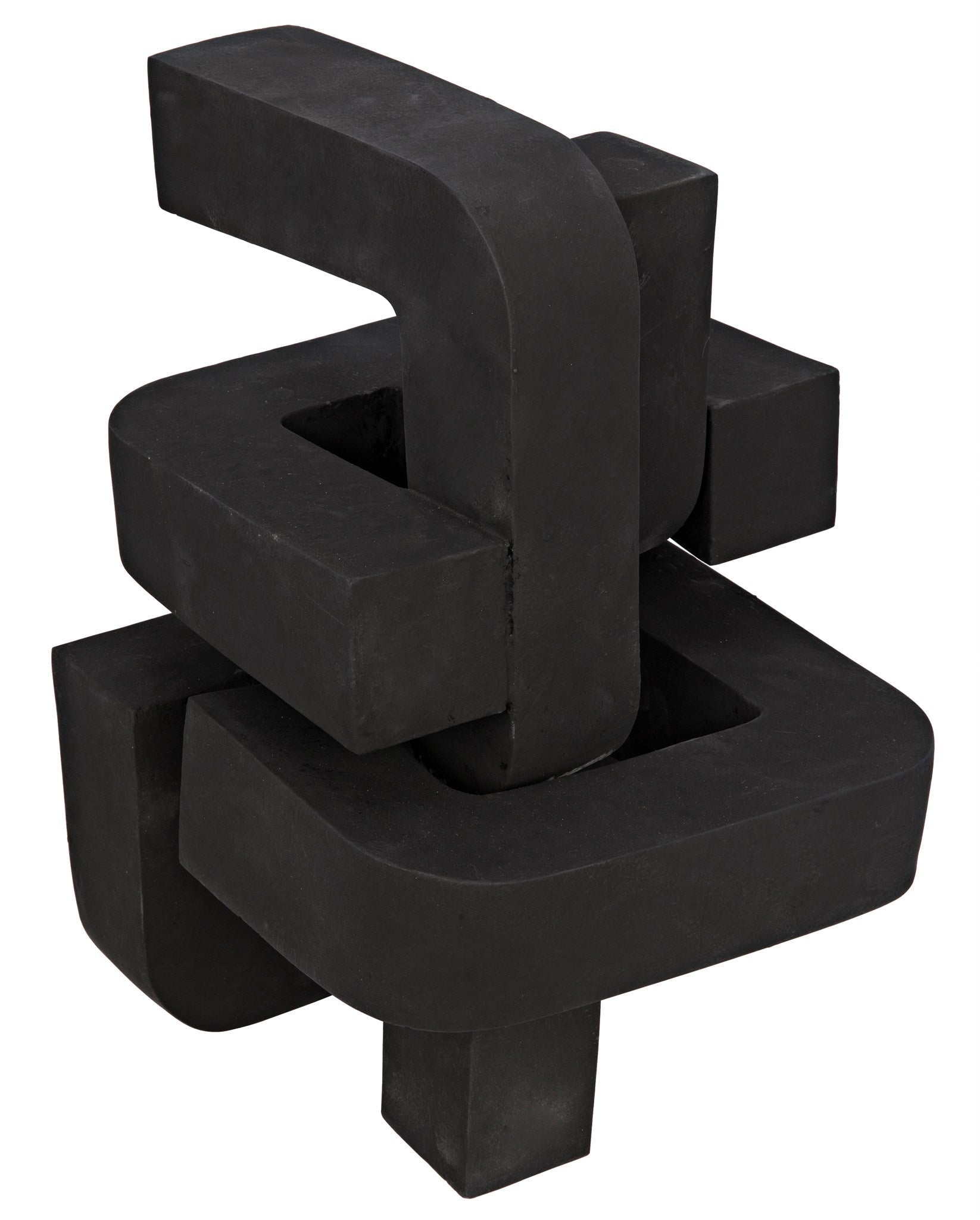 Curz Fiber Cement Black Sculpture-Statues & Sculptures-Noir-Sideboards and Things