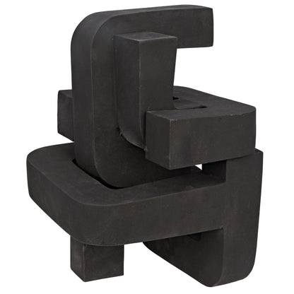 Curz Fiber Cement Black Sculpture-Statues & Sculptures-Noir-Sideboards and Things