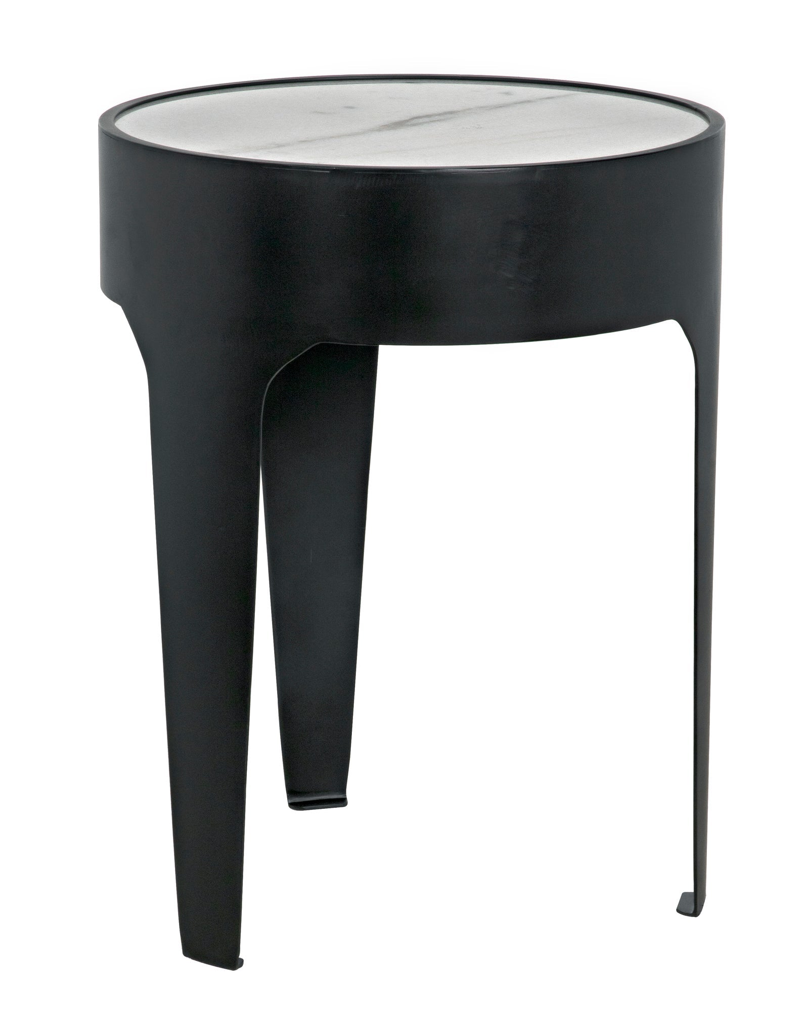 Cylinder Steel and Marble Small Round Side Table-Side Tables-Noir-Sideboards and Things