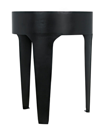 Cylinder Steel and Marble Small Round Side Table-Side Tables-Noir-Sideboards and Things