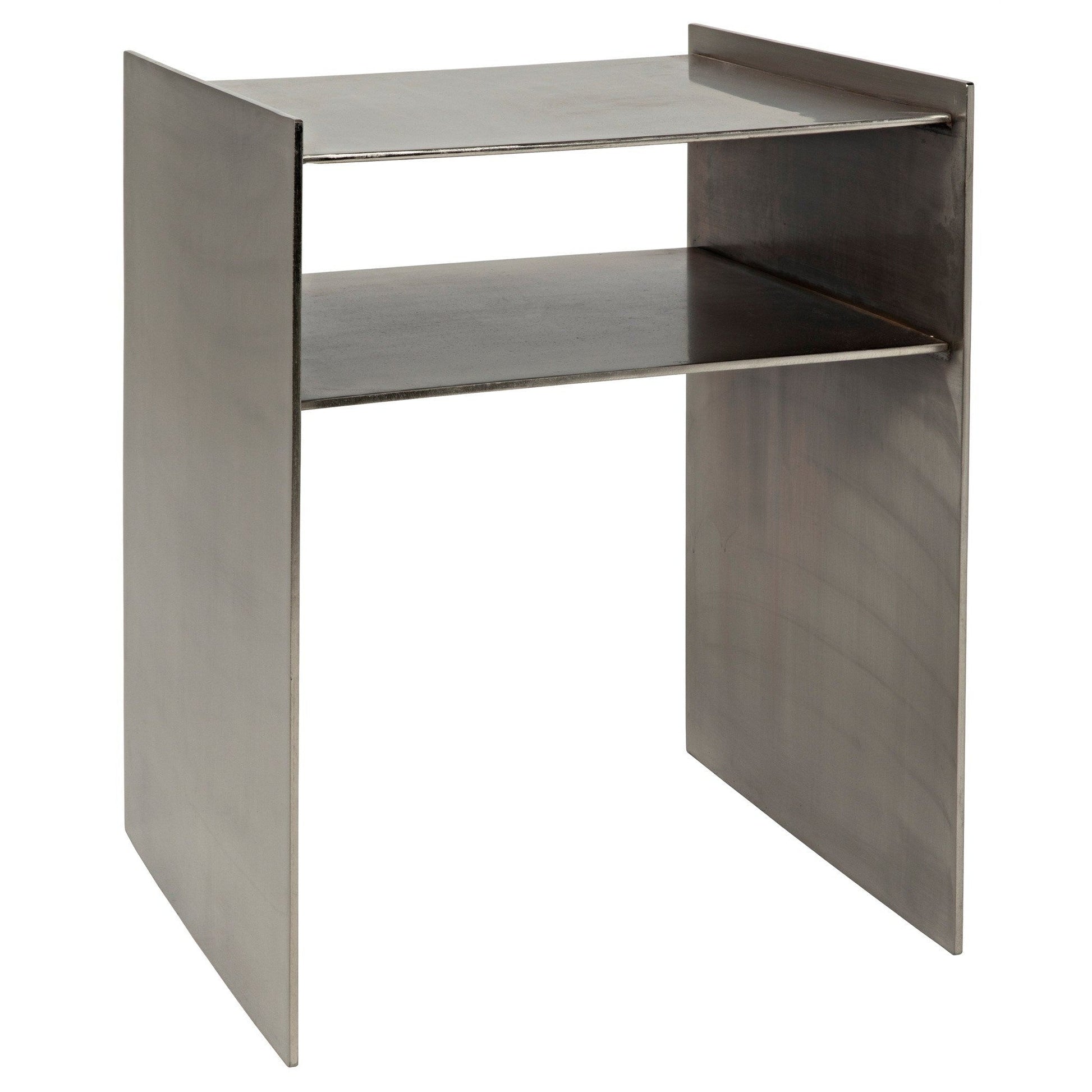 Cyrus Steel Rectangle Side Table With Antique Silver Finish-Side Tables-Noir-Sideboards and Things