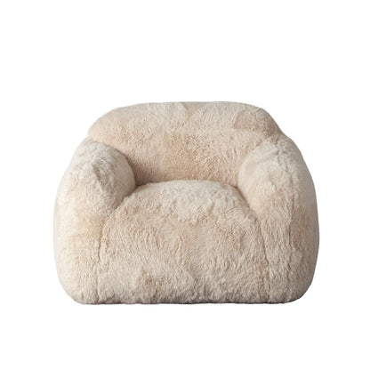 Dawson Yak Sand Natural Faux Fur Armless Accent Chair