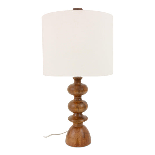 Gwen Mango Wood and Textured Cotton Brown Table Lamp