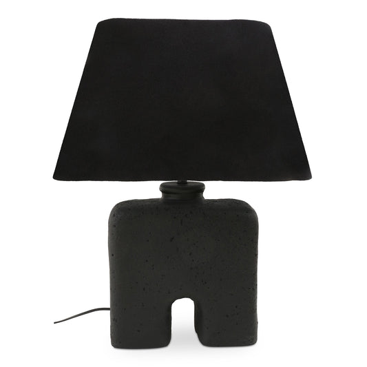 Yara Mango Wood and Textured Cotton Black Table Lamp