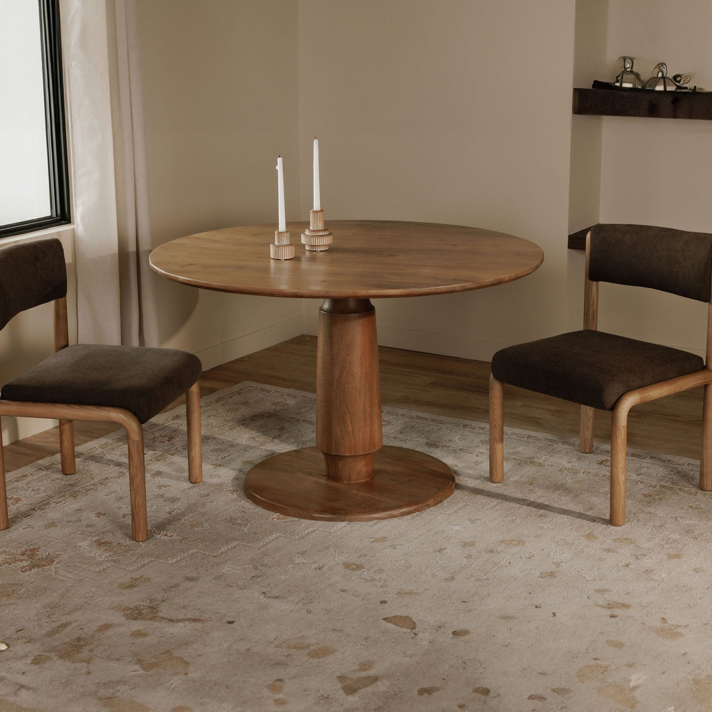 Clark Brown Wood Round Dining Table