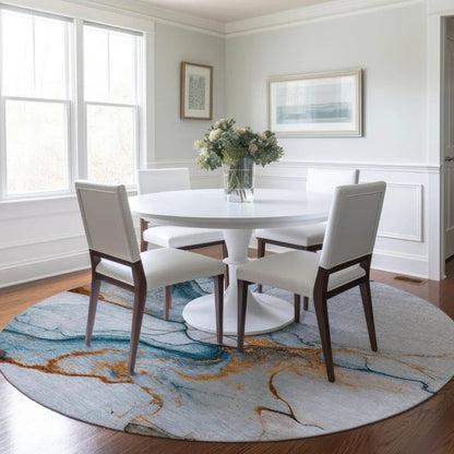 LOOMLAN Rugs Daeanor Blue Washable Indoor-Outdoor Rug