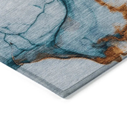LOOMLAN Rugs Daeanor Blue Washable Indoor-Outdoor Rug