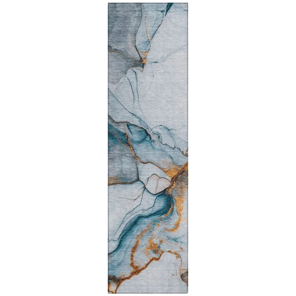 LOOMLAN Rugs Daeanor Blue Washable Indoor-Outdoor Rug
