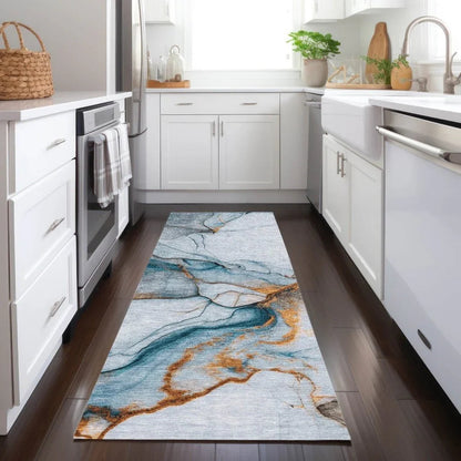 LOOMLAN Rugs Daeanor Blue Washable Indoor-Outdoor Rug
