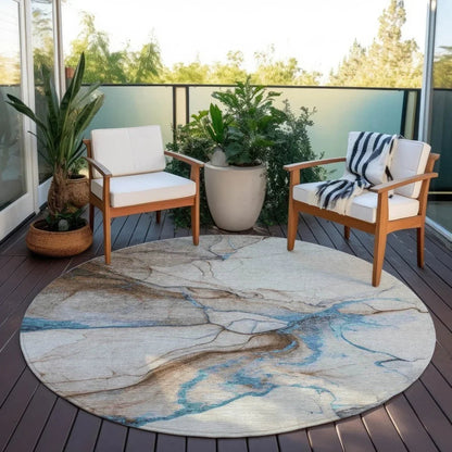 LOOMLAN Rugs Daeanor Brown Washable Indoor-Outdoor Rug