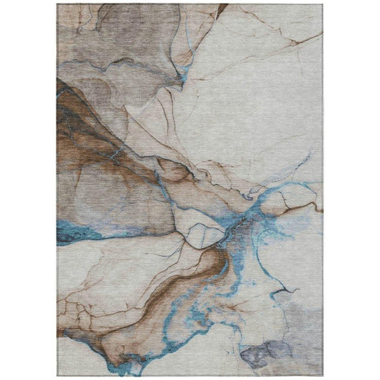 LOOMLAN Rugs Daeanor Brown Washable Indoor-Outdoor Rug