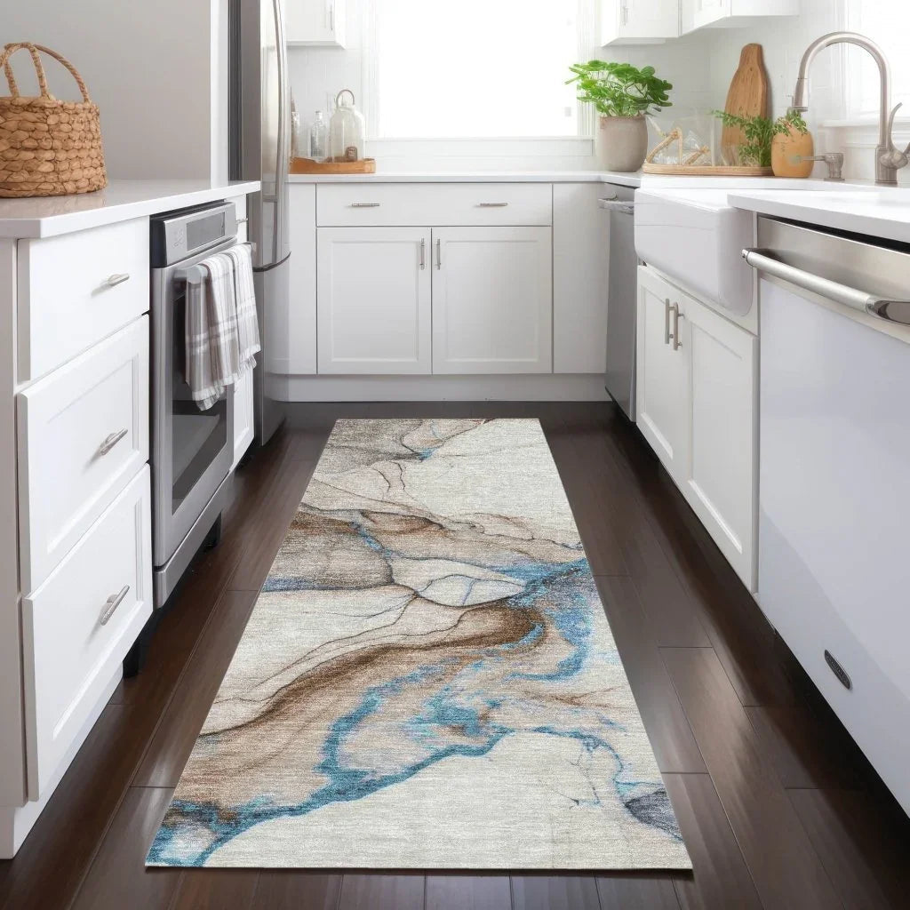 LOOMLAN Rugs Daeanor Brown Washable Indoor-Outdoor Rug