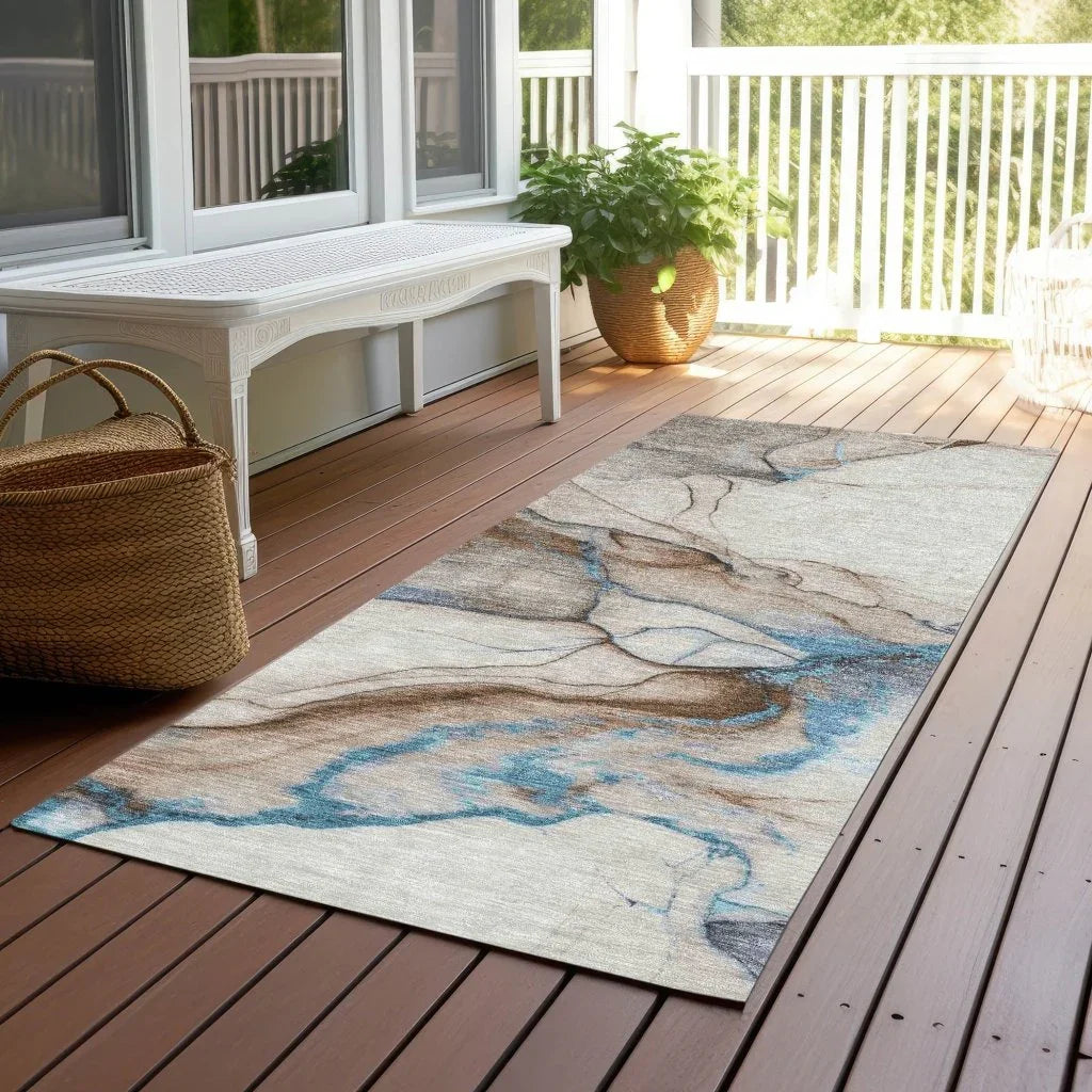 LOOMLAN Rugs Daeanor Brown Washable Indoor-Outdoor Rug
