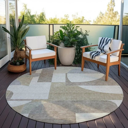 LOOMLAN Rugs Daeel Brown Washable Indoor-Outdoor Rug