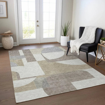 LOOMLAN Rugs Daeel Brown Washable Indoor-Outdoor Rug