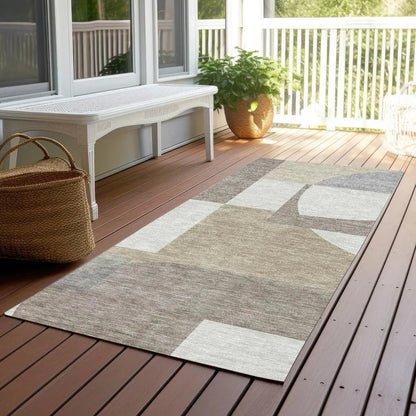 LOOMLAN Rugs Daeel Brown Washable Indoor-Outdoor Rug
