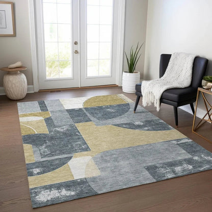 LOOMLAN Rugs Daeel Gray Washable Indoor-Outdoor Rug