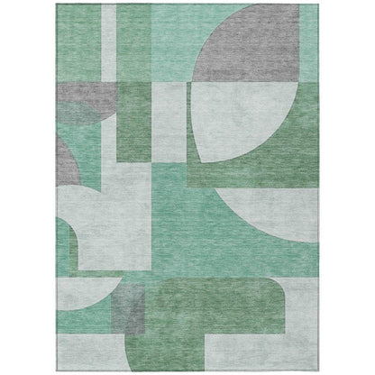 LOOMLAN Rugs Daeel Green Washable Indoor-Outdoor Rug