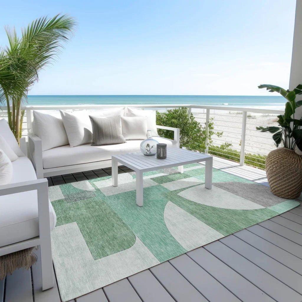 LOOMLAN Rugs Daeel Green Washable Indoor-Outdoor Rug