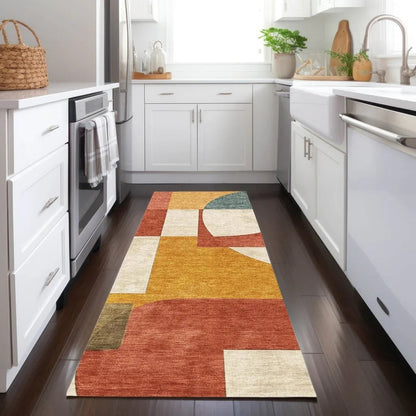 Daeel Orange Washable Indoor - Outdoor Rug - LOOMLAN - LOOMLAN Rugs - Outdoor Rugs