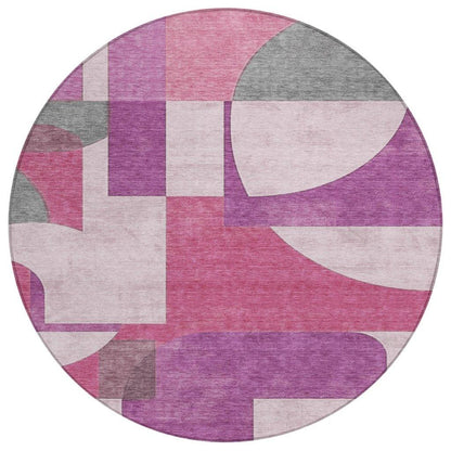 LOOMLAN Rugs Daeel Pink Washable Indoor-Outdoor Rug