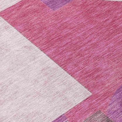 LOOMLAN Rugs Daeel Pink Washable Indoor-Outdoor Rug