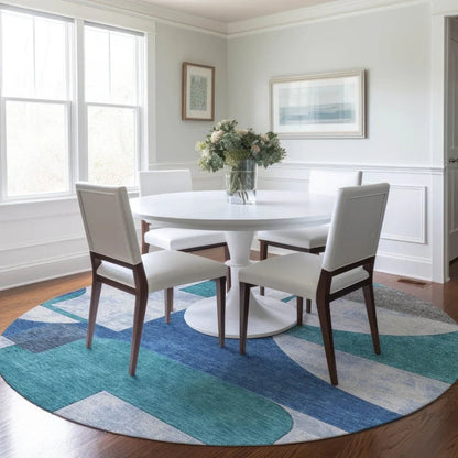 LOOMLAN Rugs Daeel Teal Washable Indoor-Outdoor Rug