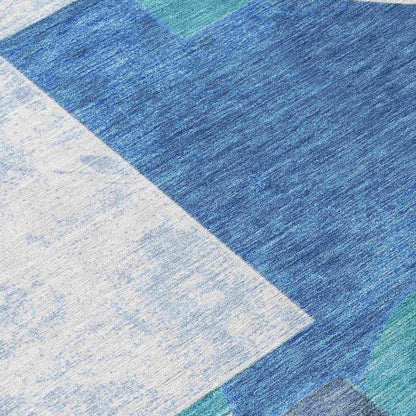 LOOMLAN Rugs Daeel Teal Washable Indoor-Outdoor Rug