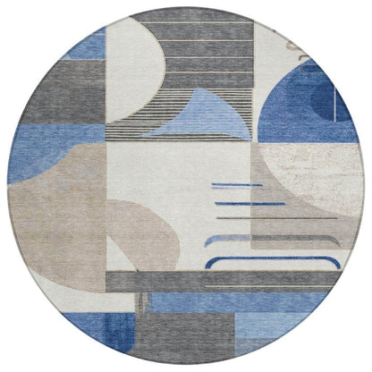 LOOMLAN Rugs Daeira Blue Washable Indoor-Outdoor Rug