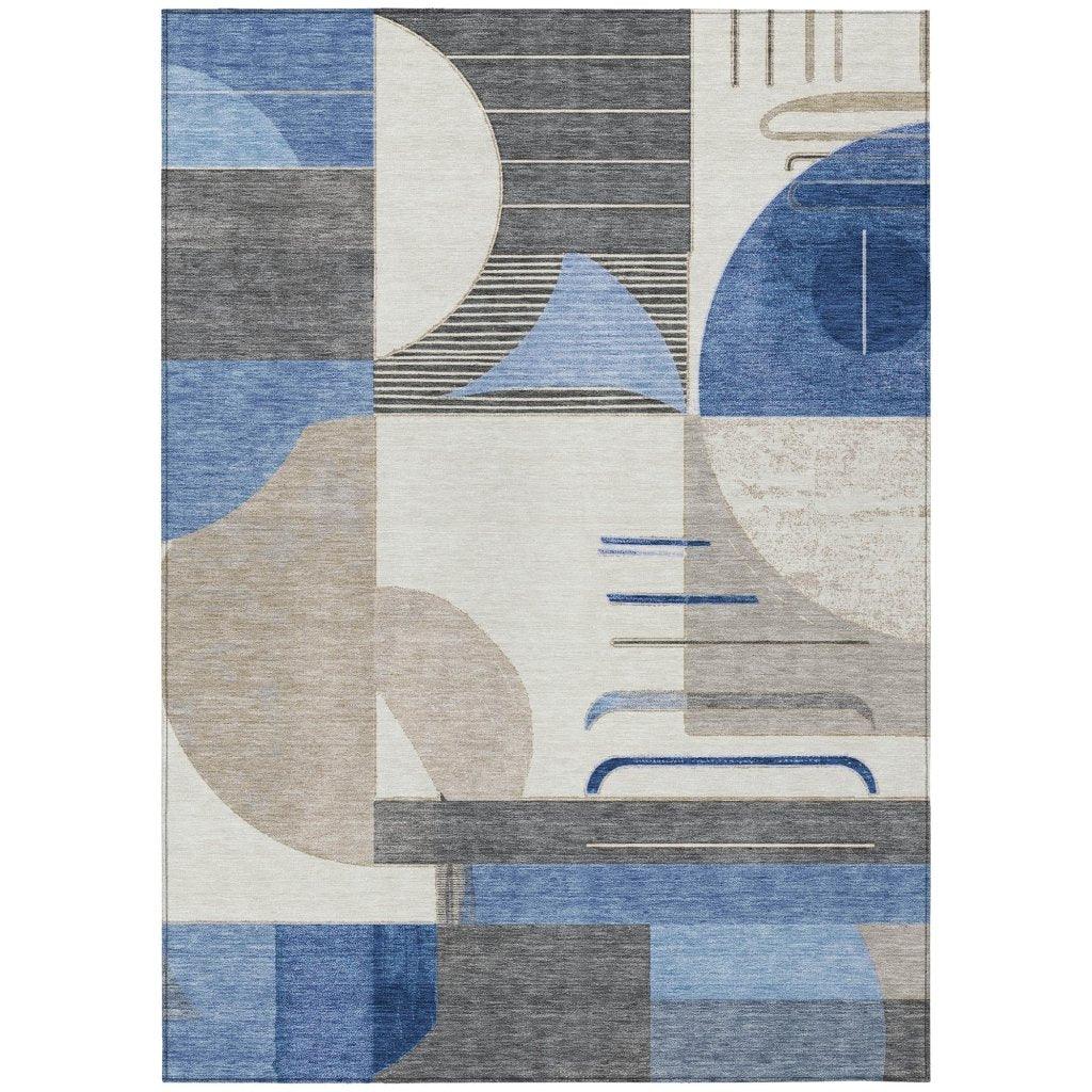 LOOMLAN Rugs Daeira Blue Washable Indoor-Outdoor Rug