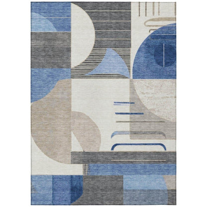 LOOMLAN Rugs Daeira Blue Washable Indoor-Outdoor Rug