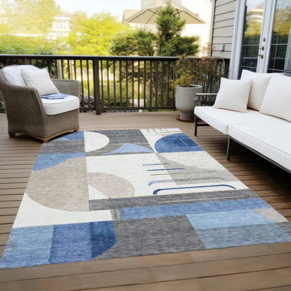 LOOMLAN Rugs Daeira Blue Washable Indoor-Outdoor Rug