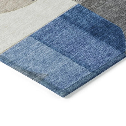LOOMLAN Rugs Daeira Blue Washable Indoor-Outdoor Rug