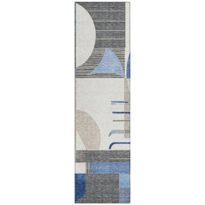 LOOMLAN Rugs Daeira Blue Washable Indoor-Outdoor Rug