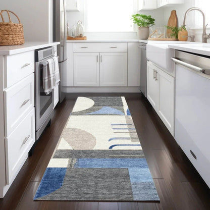 LOOMLAN Rugs Daeira Blue Washable Indoor-Outdoor Rug
