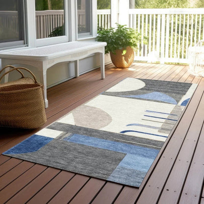 LOOMLAN Rugs Daeira Blue Washable Indoor-Outdoor Rug