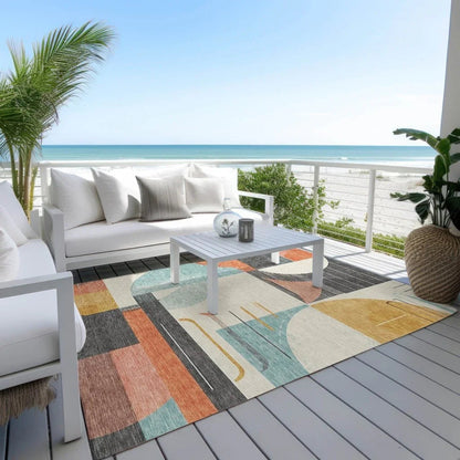 LOOMLAN Rugs Daeira Gray Washable Indoor-Outdoor Rug