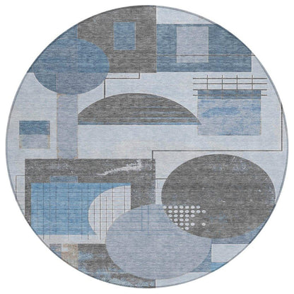LOOMLAN Rugs Daeon Blue Washable Indoor-Outdoor Rug