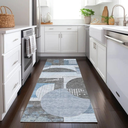 LOOMLAN Rugs Daeon Blue Washable Indoor-Outdoor Rug