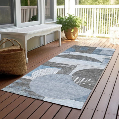 LOOMLAN Rugs Daeon Blue Washable Indoor-Outdoor Rug