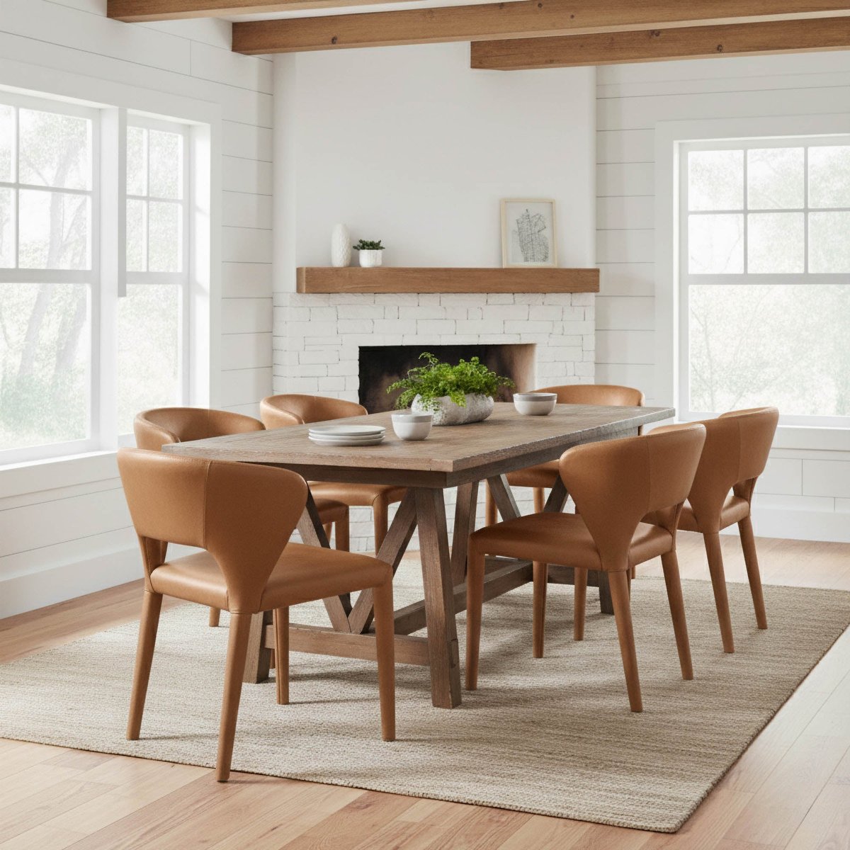 LH Home Dakota Leather Armless Dining Chair (Set of 2)