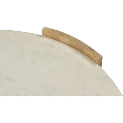 Moe's Home Dala White Marble & Wood Round Coffee Table