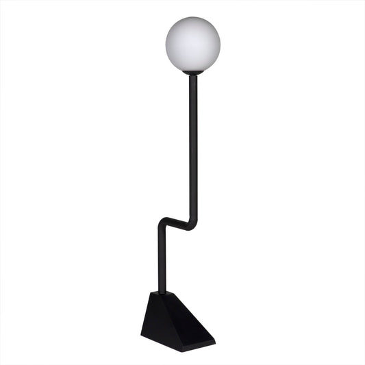 Dallas Steel and Frosted Globe Floor Lamp-Floor Lamps-Noir-Sideboards and Things